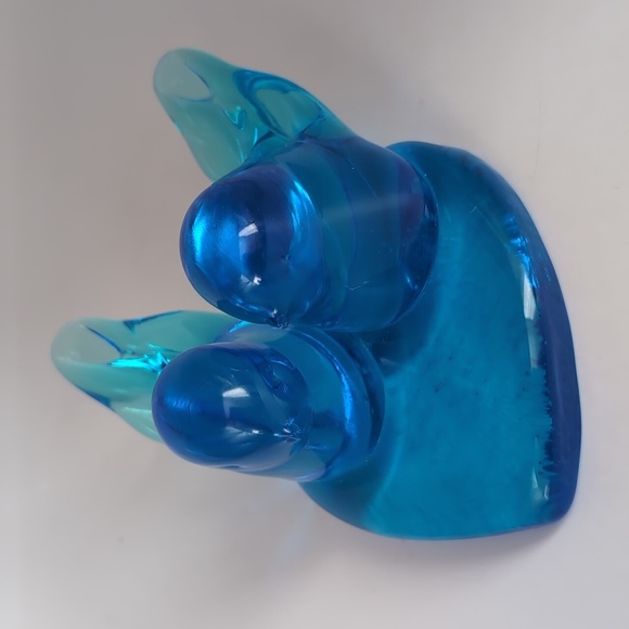 Large Leo Ward 1991 Signed Double Bluebird Blue Birds Happiness Glass Figurine - Picture 2 of 16